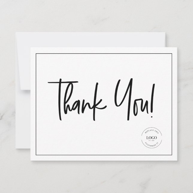 Carte De Remerciements Logo Simple de Société Noir Blanc (Devant)
