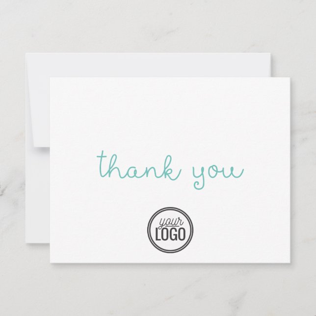 Carte De Remerciements Logo simple d'entreprise avec écriture verte sarce (Devant)