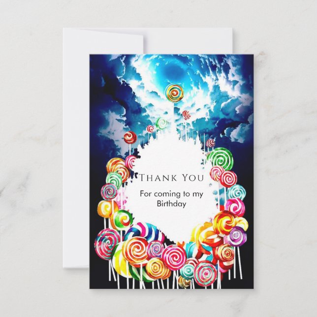 Carte De Remerciements Lollipop Boho Anniversaire Candyland (Devant)
