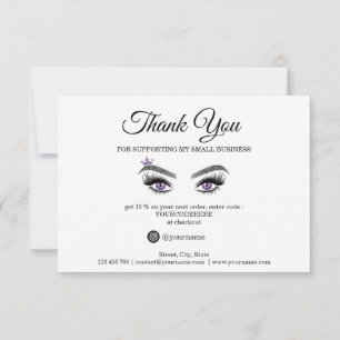 Carte De Remerciements Longue et belle poitrine Lashes Yeux and Brows Mai