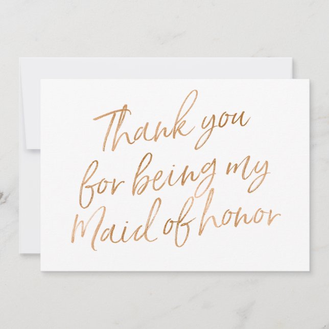 Carte De Remerciements L'or s'est levé "Merci pour être ma domestique (Devant)