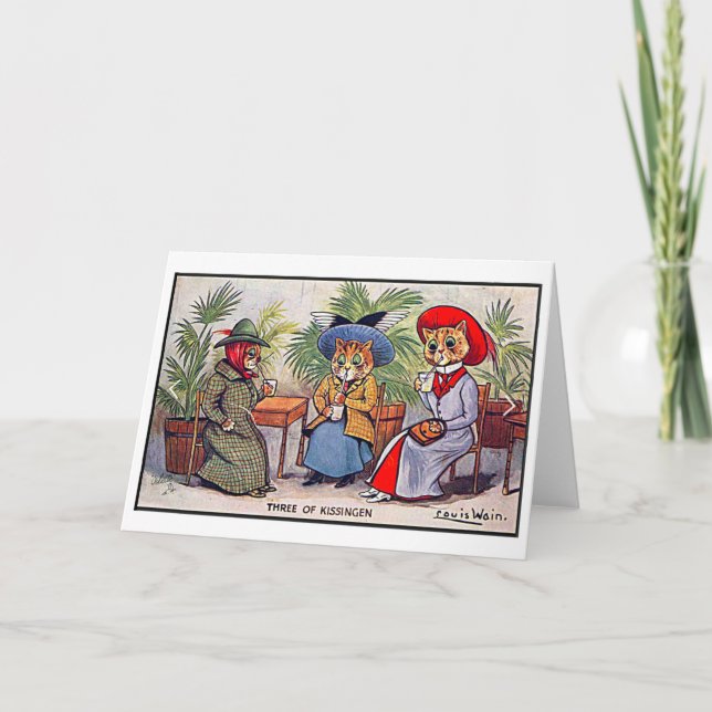 Carte De Remerciements Louis Wain, Trois Lady Cats, Art (Devant)