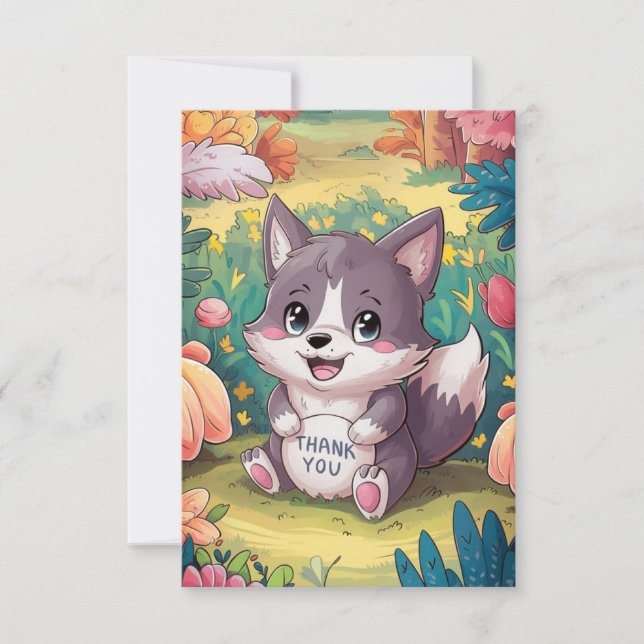 Carte De Remerciements Loup magique (Devant)