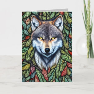 Carte De Remerciements Loup prédateur de bois sauvage