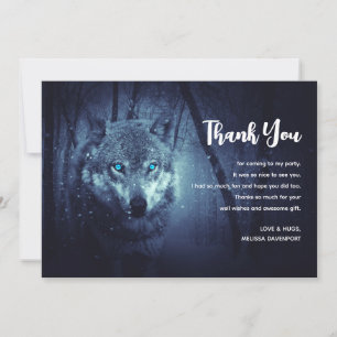 Carte De Remerciements Loup sauvage magique aux yeux bleus Extraordinaire