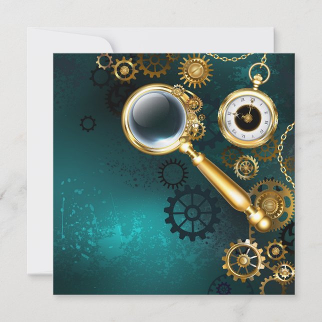 Carte De Remerciements Loupe en style Steampunk (Devant)