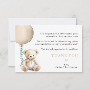 Carte De Remerciements L'ours en peluche Brown peut entraîner un Baby sho