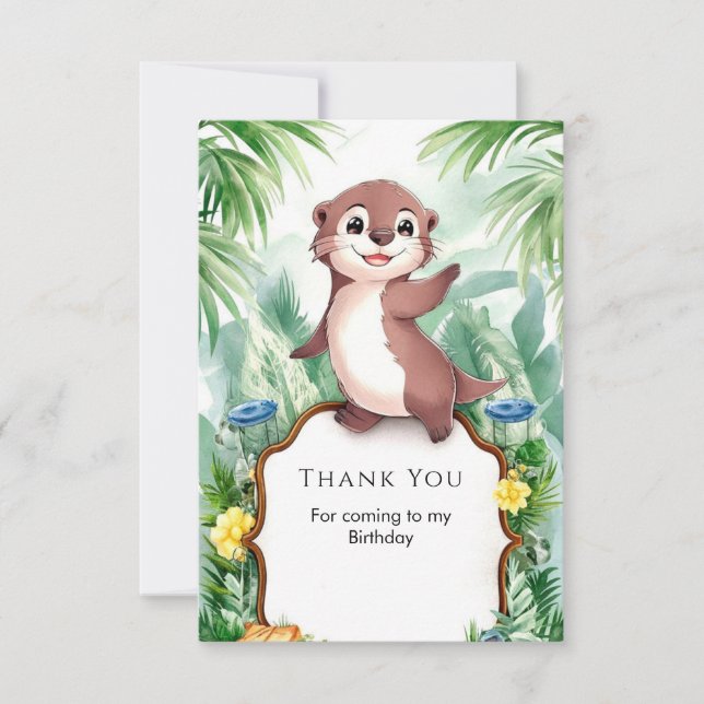 Carte De Remerciements Loutre aquarelle enchantée Anniversaire (Devant)