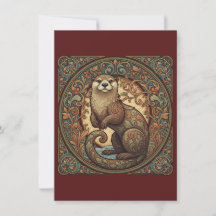 Loutre des bois nordique Art folklorique plat Merc