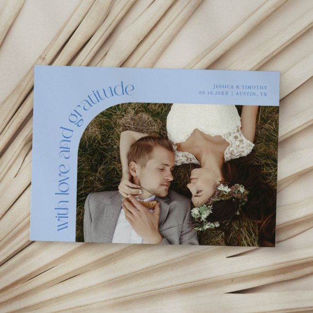 Carte De Remerciements Love and Gratitude Icy Blue Wedding Photo (Créateur téléchargé)