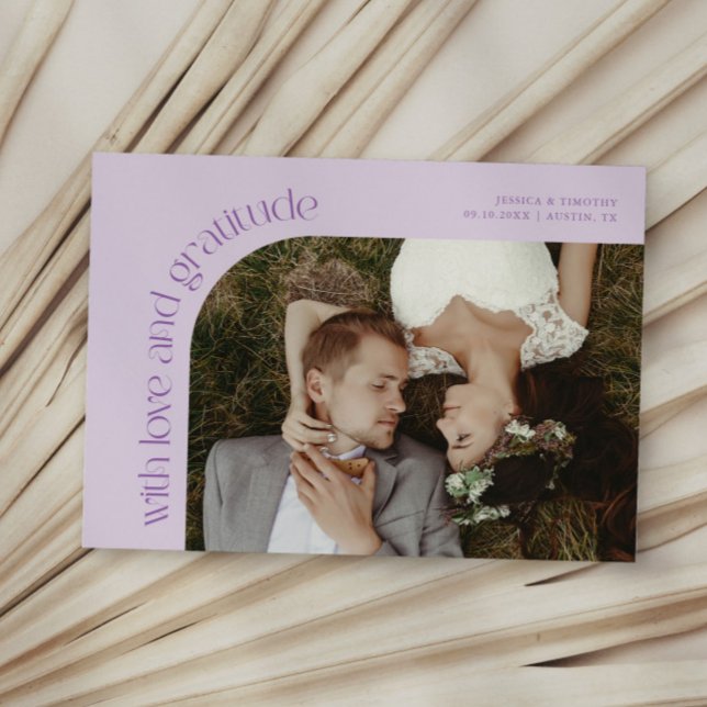 Carte De Remerciements Love and Gratitude Lilac Wedding Photo (Créateur téléchargé)