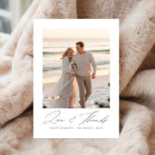 Carte De Remerciements Love and Thanks Beach Photo Noël Double face