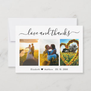 Carte De Remerciements Love and Thanks Calligraphy Mariage Photo Collage 