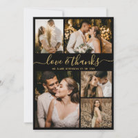 Love and Thanks Gold Script Photo Collage Mariage