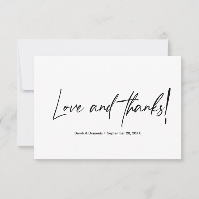 Carte De Remerciements Love and Thanks Handlettering Custom Photo Mariage (Devant)