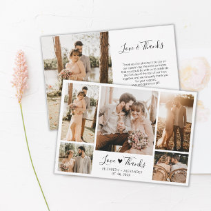 Carte De Remerciements Love and Thanks Heart Mariage Photo Collage