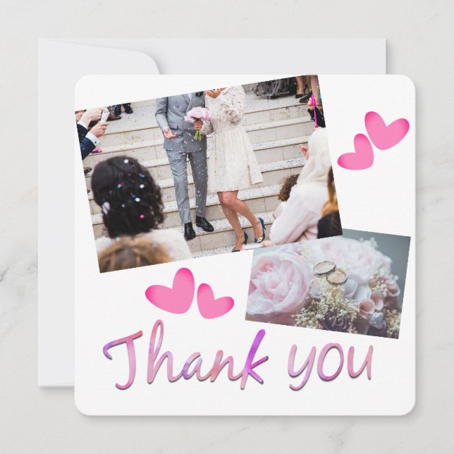 Carte De Remerciements Love and Thanks Mariages Photo Collage (Devant)