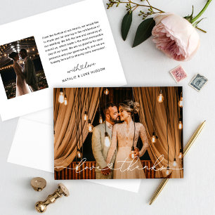 Carte De Remerciements Love and Thanks Modern Personalized Wedding Photo