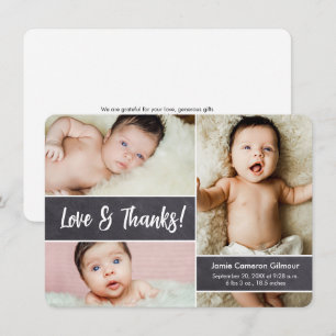 Carte De Remerciements Love and Thanks Photo Collage personnalisé Baby sh