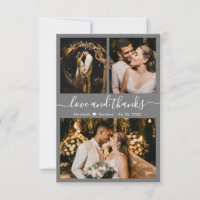 Love and Thanks Script Dark Grey Mariage Photo