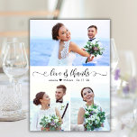 Carte De Remerciements Love and Thanks Script Mariage 3 Photo Collage<br><div class="desc">Moderne, élégant, amour et Merci Script 3 Photo Collage Mariage Carte de remerciements. Modèle mariage élégant avec trois (3) photos sur le devant et une (1) photo sur le côté arrière. Avec le texte "Amour et Merci" dans une tourbillonnant calligraphie à la main ou police de script de typographie en...</div>