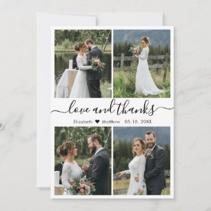 Carte De Remerciements Love and Thanks Script Photo Collage Mariage