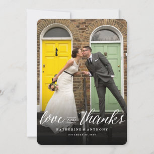 Carte De Remerciements Love And Thanks Script Photo Mariage Moderne