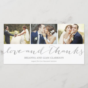 Carte De Remerciements Love and Thanks Silver Script Remerciements pour