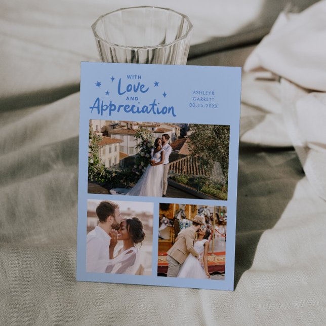 Carte De Remerciements Love Appreciation Wedding Multi Photo Icy Blue (Créateur téléchargé)
