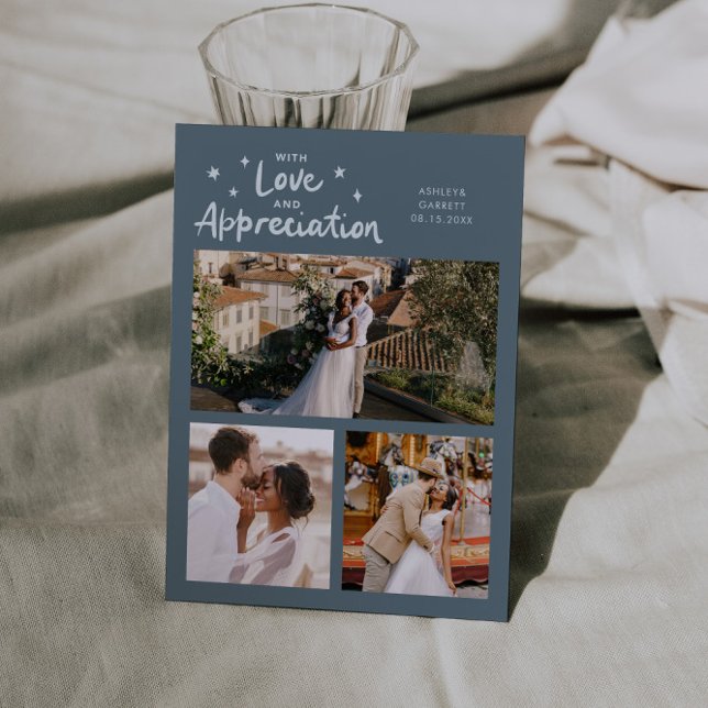 Carte De Remerciements Love Appreciation Wedding Multi Photo Slate Blue (Créateur téléchargé)