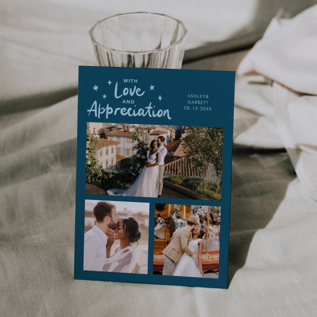 Carte De Remerciements Love Appreciation Wedding Multi Photo Teal (Créateur téléchargé)