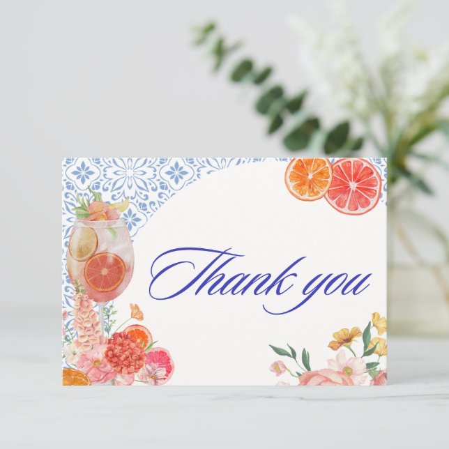 Carte De Remerciements Love at first spritz orange bridal shower (Debout devant)