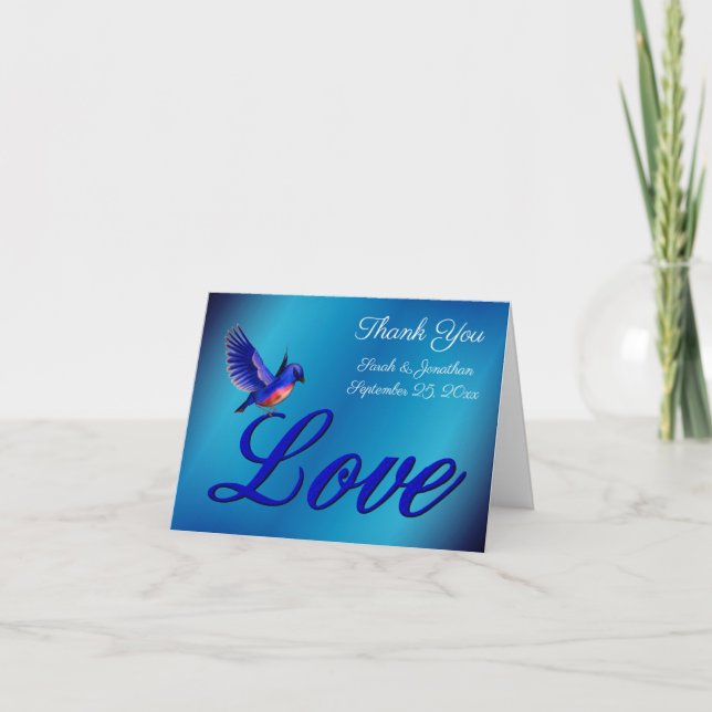 Carte De Remerciements Love Elegant Bluebird Mariage personnalisé (Devant)