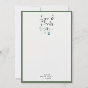 Carte De Remerciements Love et Remerciements Bridal Shower Greenery