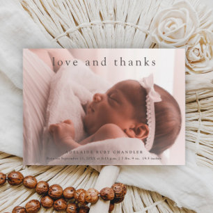 Carte De Remerciements Love et Remerciements Minimal Simple Photo Bébé