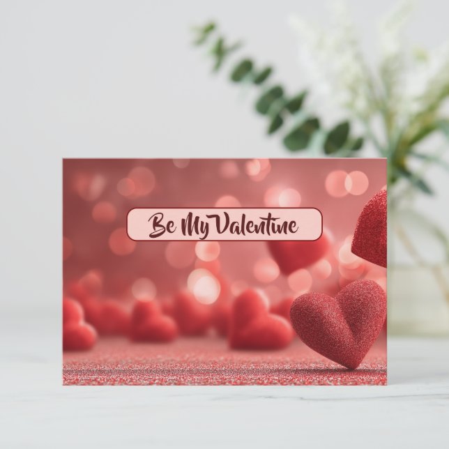 Carte De Remerciements Love-Filled Be My Valentine Flat Romantic Card (Debout devant)