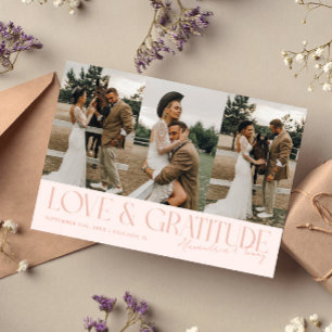Carte De Remerciements Love & Gratitude Mariage Multi Photo pêche