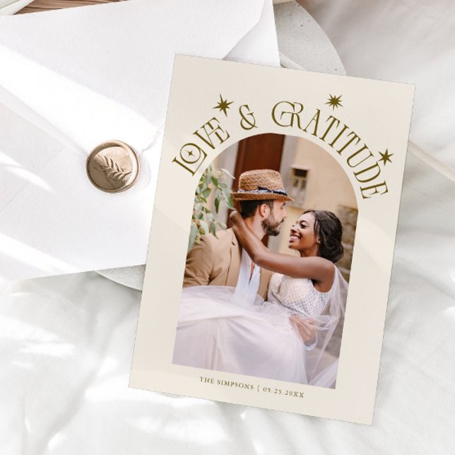 Carte De Remerciements Love & Gratitude Minimalist Wedding Photo Cream (Créateur téléchargé)