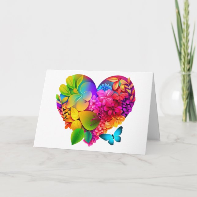 Carte De Remerciements Love Heart Floral Design (Devant)
