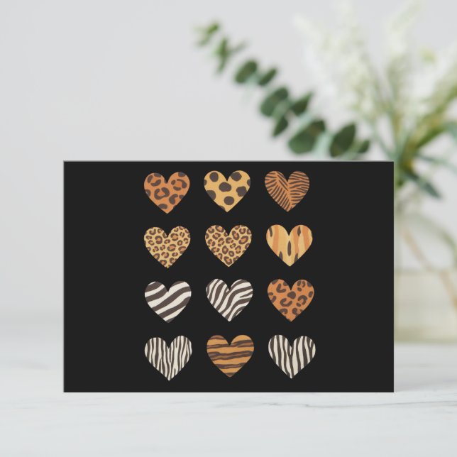 Carte De Remerciements Love Heart Leopard Cute Valentine's Day (Debout devant)
