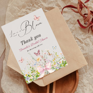 Carte De Remerciements Love in Boom Fleur Sauvage Rose Bow Réception de M