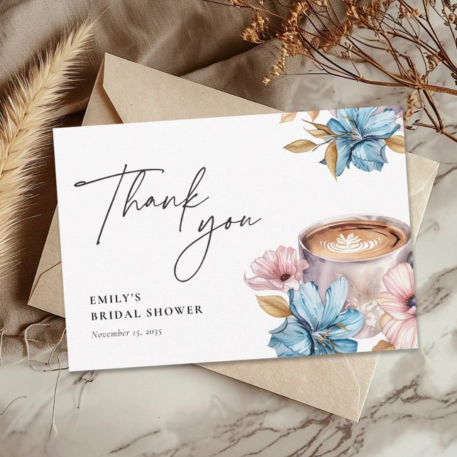 Carte De Remerciements Love is Brewing Café Baby Shower (Créateur téléchargé)