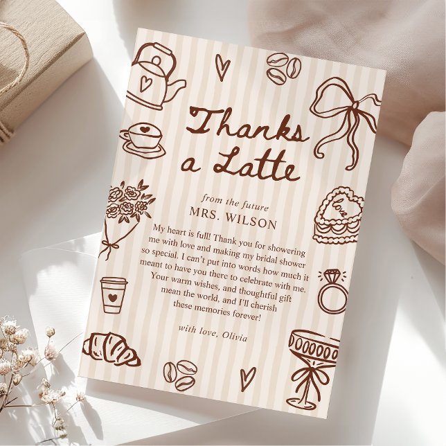 Carte De Remerciements Love is Brewing Coffee Hand Drawn Bridal Shower (Créateur téléchargé)