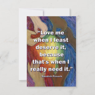 Carte De Remerciements Love Me Swedish Proverb Heart Art Note Card