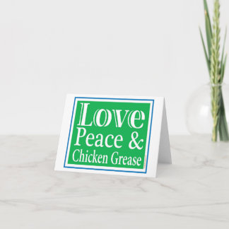 Carte De Remerciements Love Peace & Chicken Grease Card