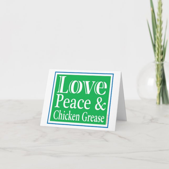 Carte De Remerciements Love Peace & Chicken Grease Card (Devant)