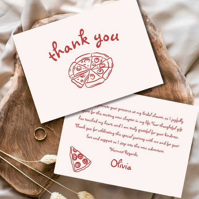 Carte De Remerciements Love & Pizza Italien main tiré Fête des mariées ro (Créateur téléchargé)