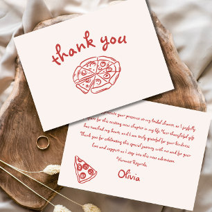 Carte De Remerciements Love & Pizza Italien main tiré Fête des mariées ro