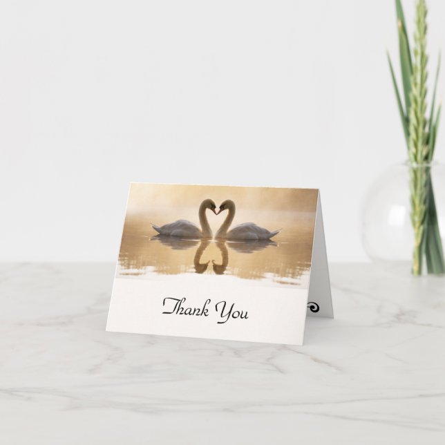 Carte De Remerciements Love Swans Mariage (Devant)