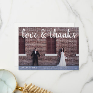 Carte De Remerciements Love & Thanks 2 Photo QR Code Mariage